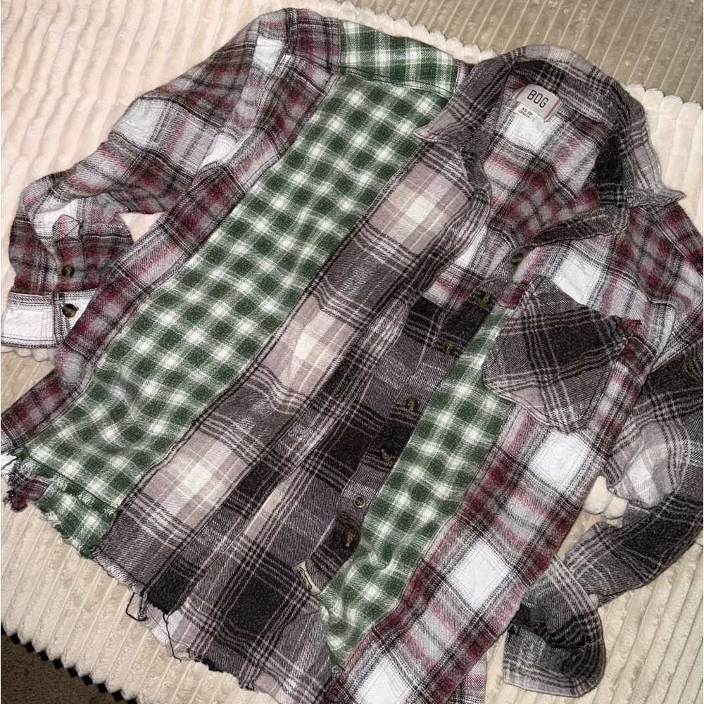 BDG XS SPLICED Robbie Patchwork Urban Outfitters flannel vintage vibes shirt